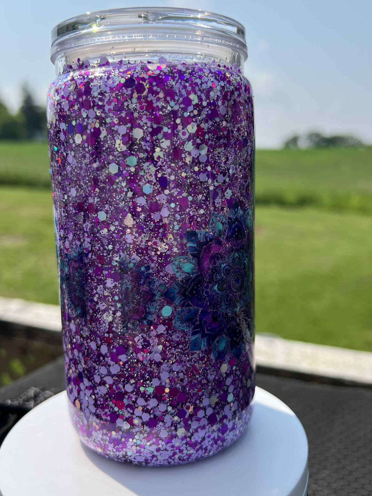 Ready to Ship 16 oz Acrylic Snow Globe Tumbler