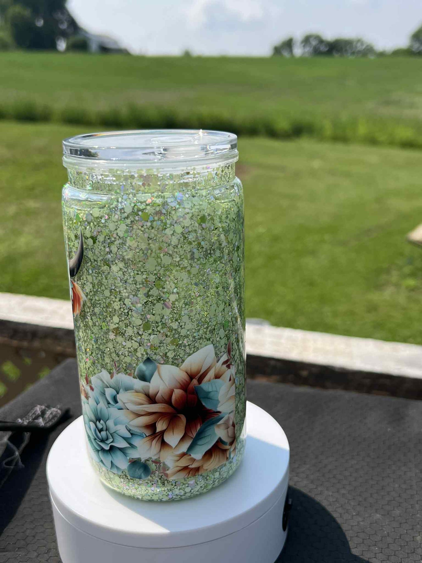 Ready to Ship 16 oz Acrylic Snow Globe Tumbler