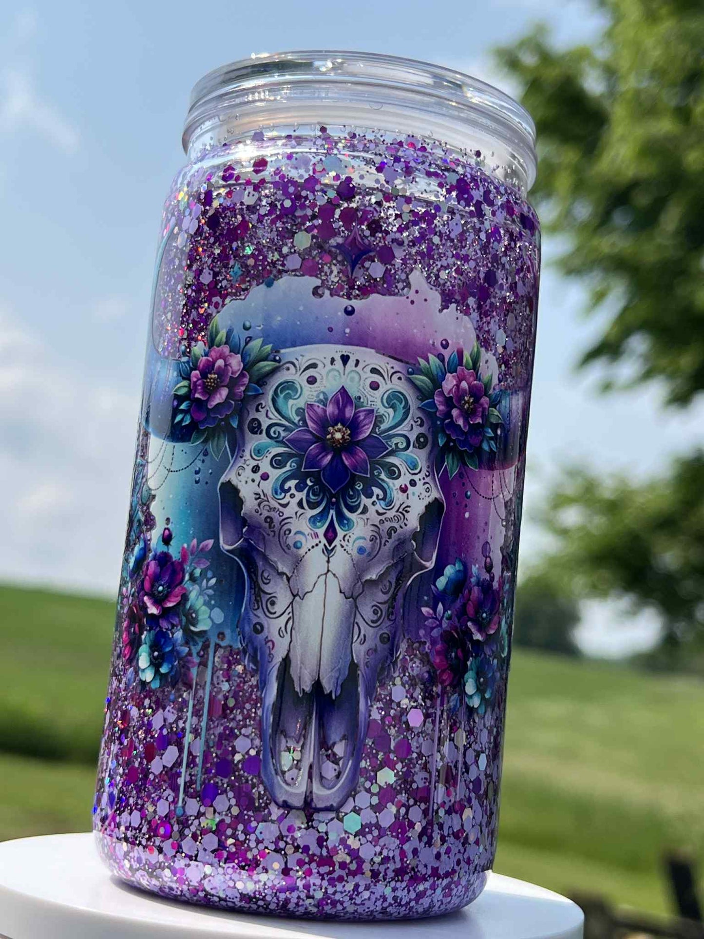 Ready to Ship 16 oz Acrylic Snow Globe Tumbler