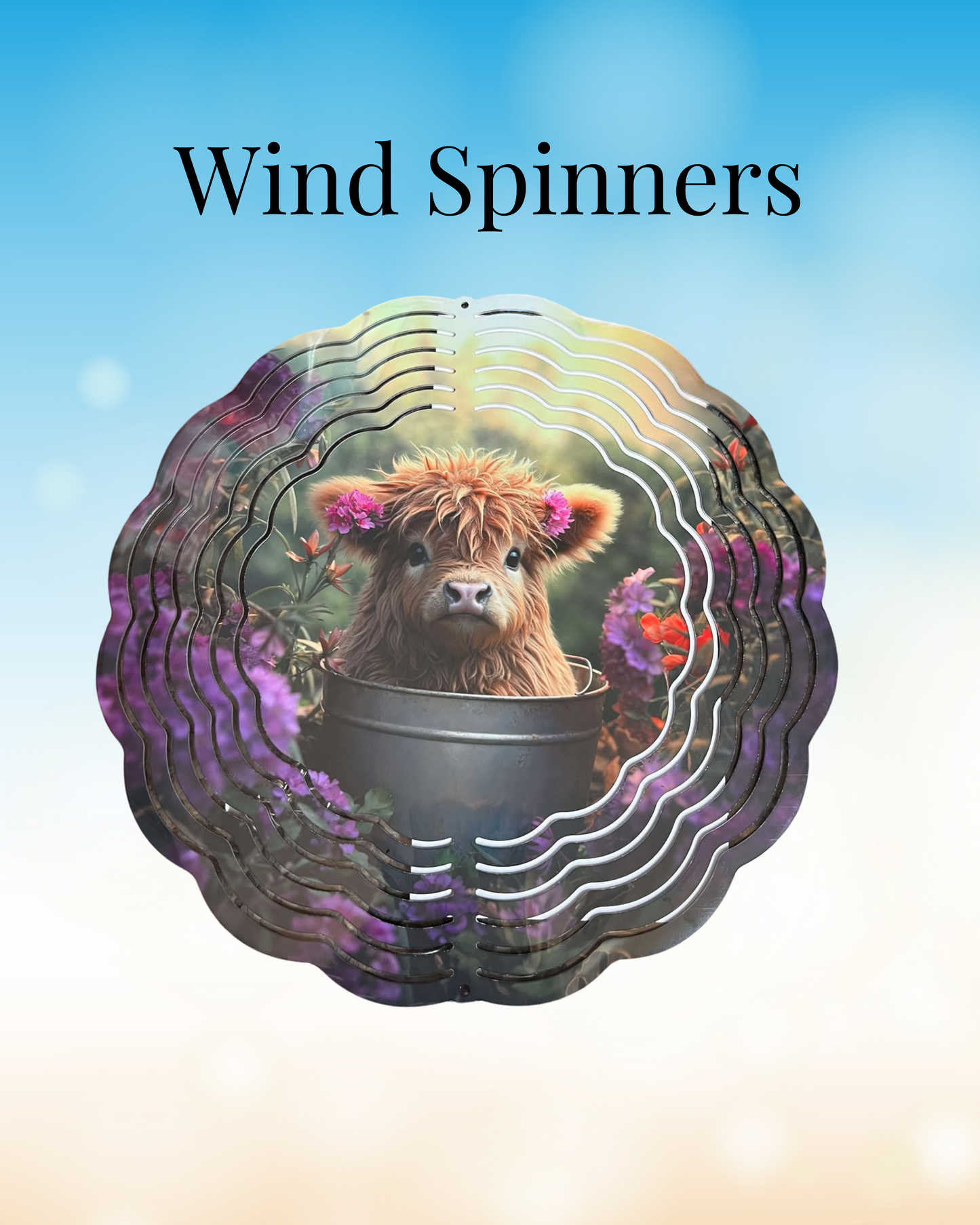 Highland Calf in Bucket Wind Spinner