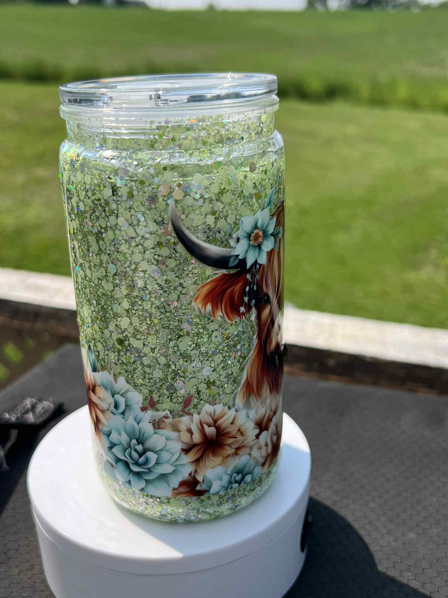 Ready to Ship 16 oz Acrylic Snow Globe Tumbler