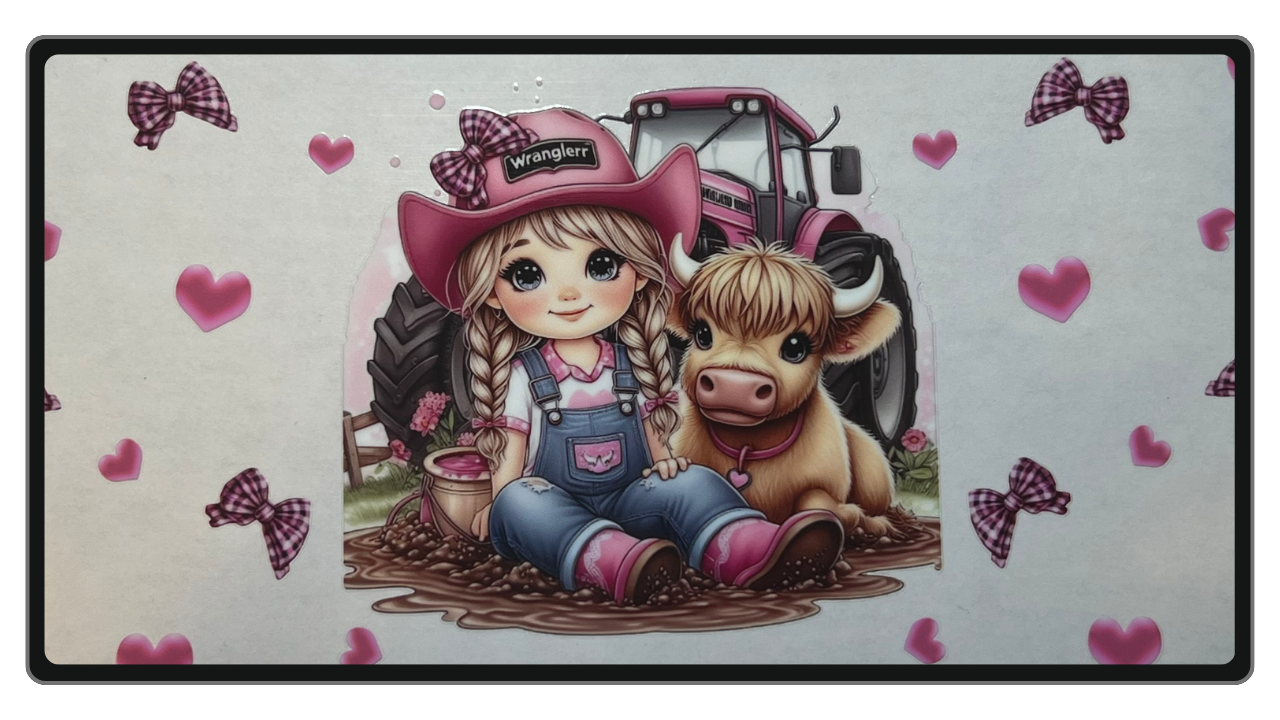 Highland cow - Country Girl + Pink Tractor
