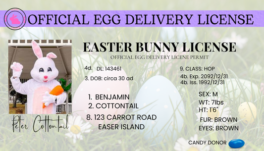 Easter Bunny Driver’s License – Fun Easter Basket Stuffer! 🐰🚗
