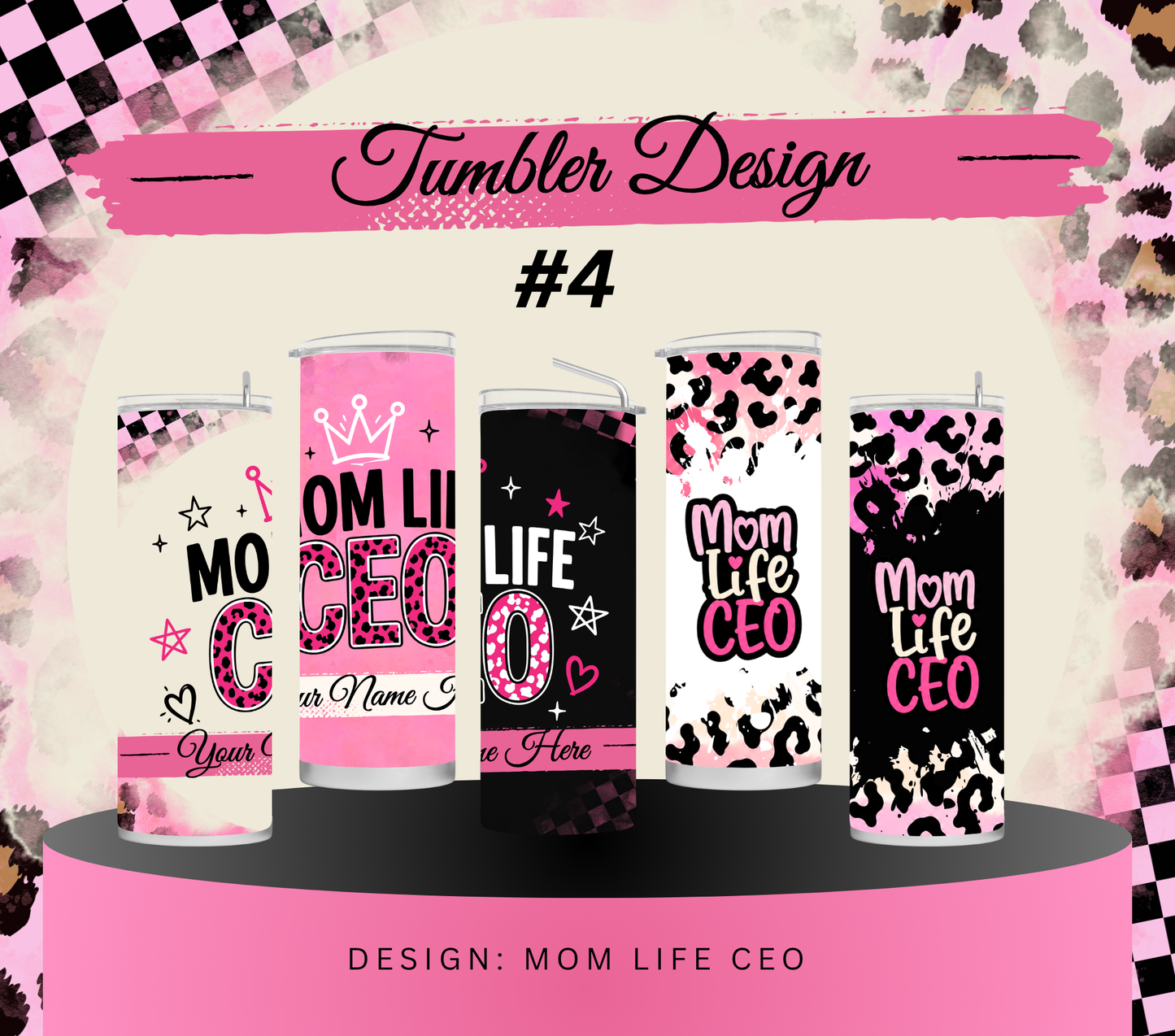 Mom Boss Tumblers | Personalized 20oz Skinny Tumblers for Moms, Business Owners & Coffee Lovers