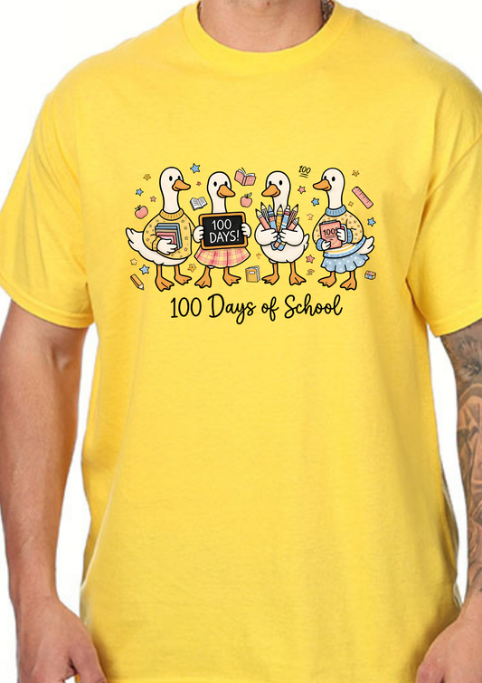 100 Days of School Ducks T-Shirt | Teacher & Student Shirt | Back to School Tee | Gildan Softstyle Adult Tee