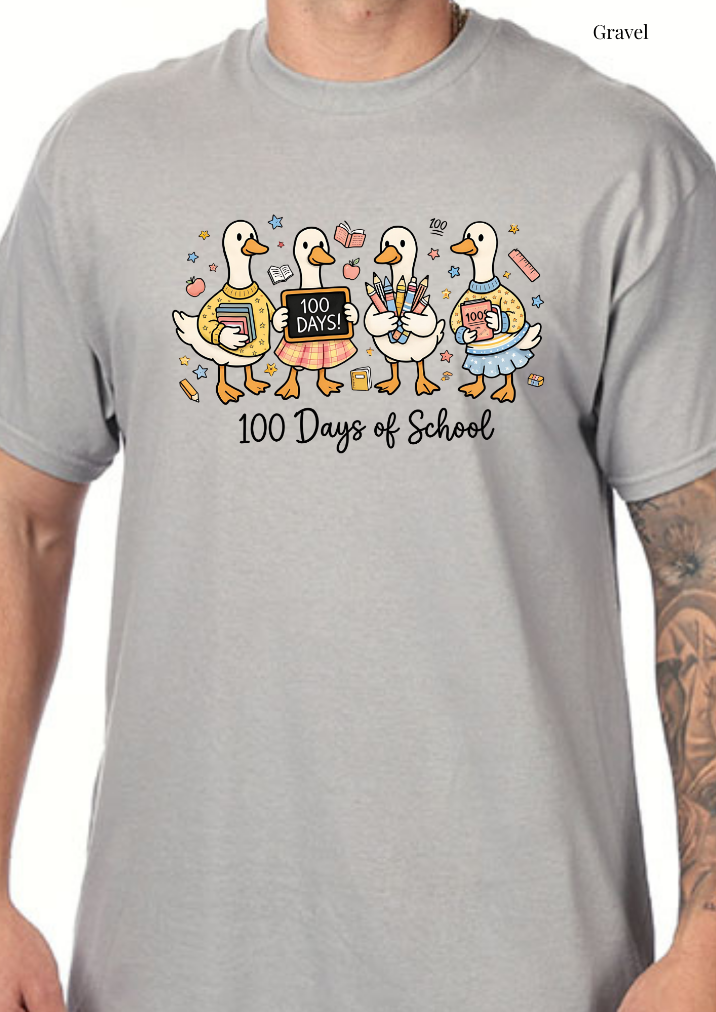 100 Days of School Ducks T-Shirt | Teacher & Student Shirt | Back to School Tee | Gildan Softstyle Adult Tee