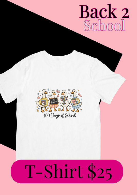 100 Days of School Ducks T-Shirt | Teacher & Student Shirt | Back to School Tee | Gildan Softstyle Adult Tee