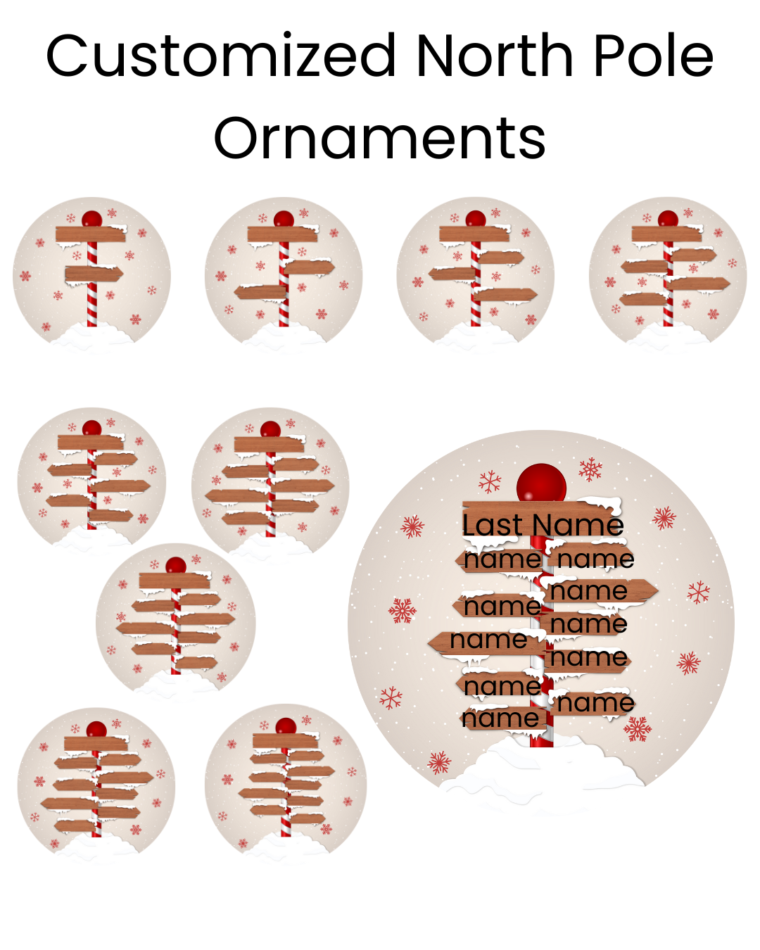 🎄 Personalized Christmas Ornaments – North Pole Sign