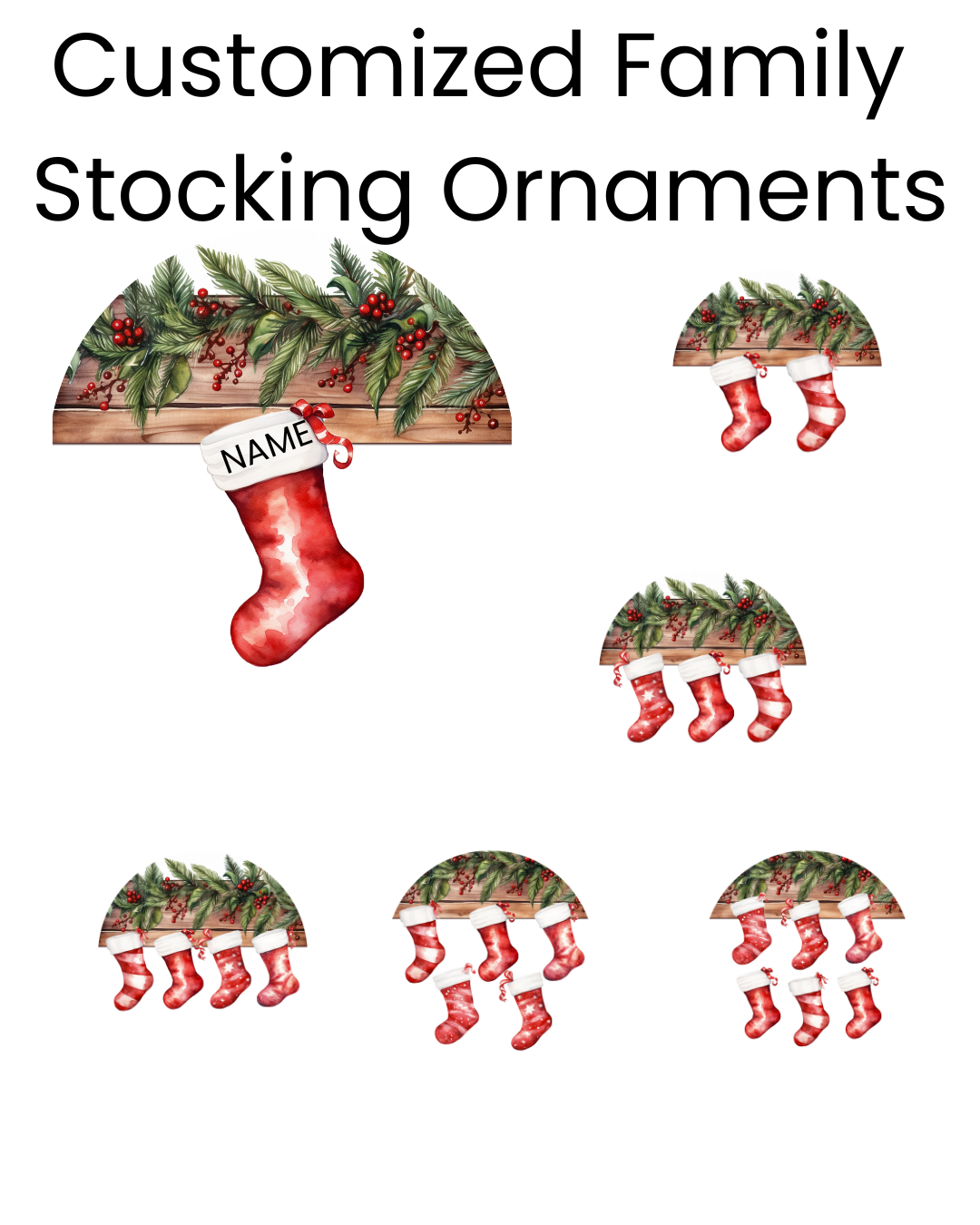 🎄 Personalized Christmas Ornaments – Stocking Family Names
