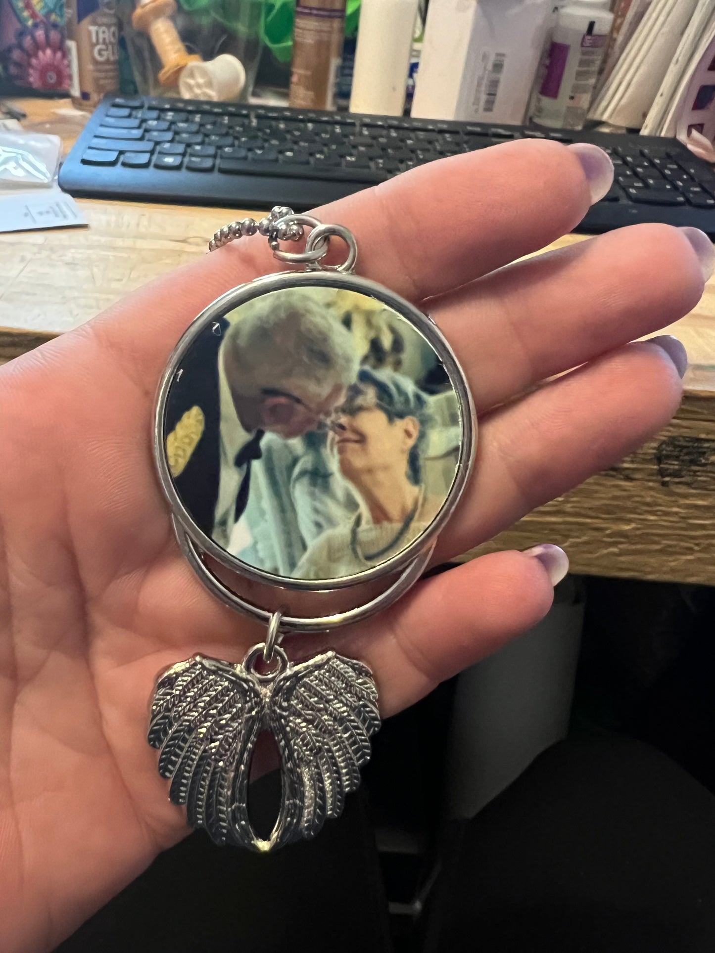 Sublimation Angel Wing Double-Sided Metal Keychain