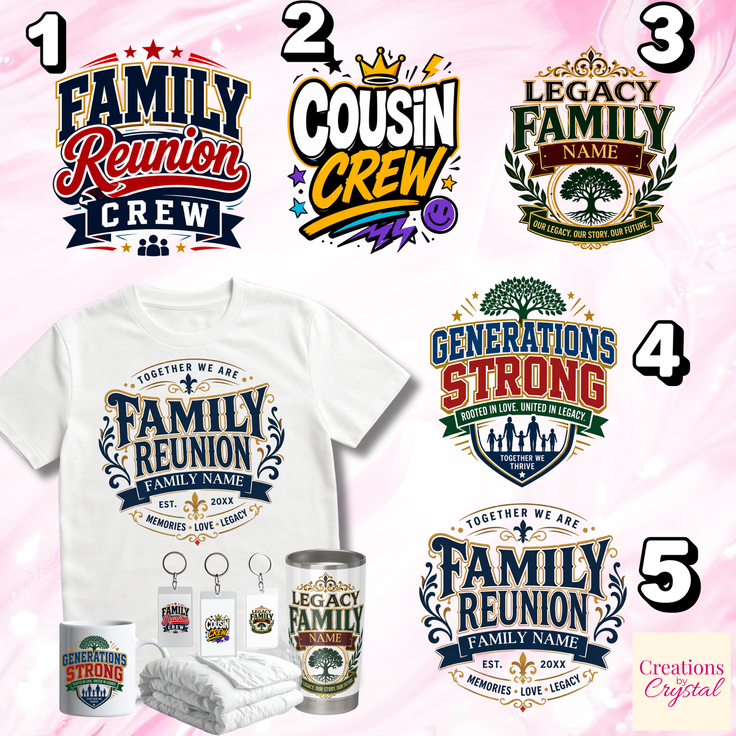 Custom Family Reunion Shirts, Tumblers, Mugs & Keychains | Personalized Family Reunion Gifts