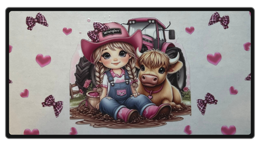 Highland cow - Country Girl + Pink Tractor