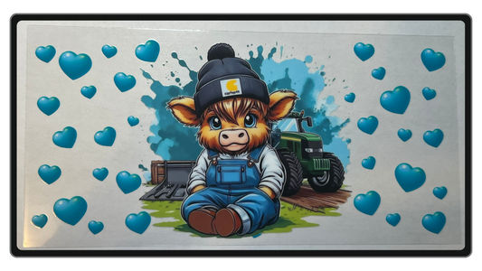 HighLand cow-Blue Hearts